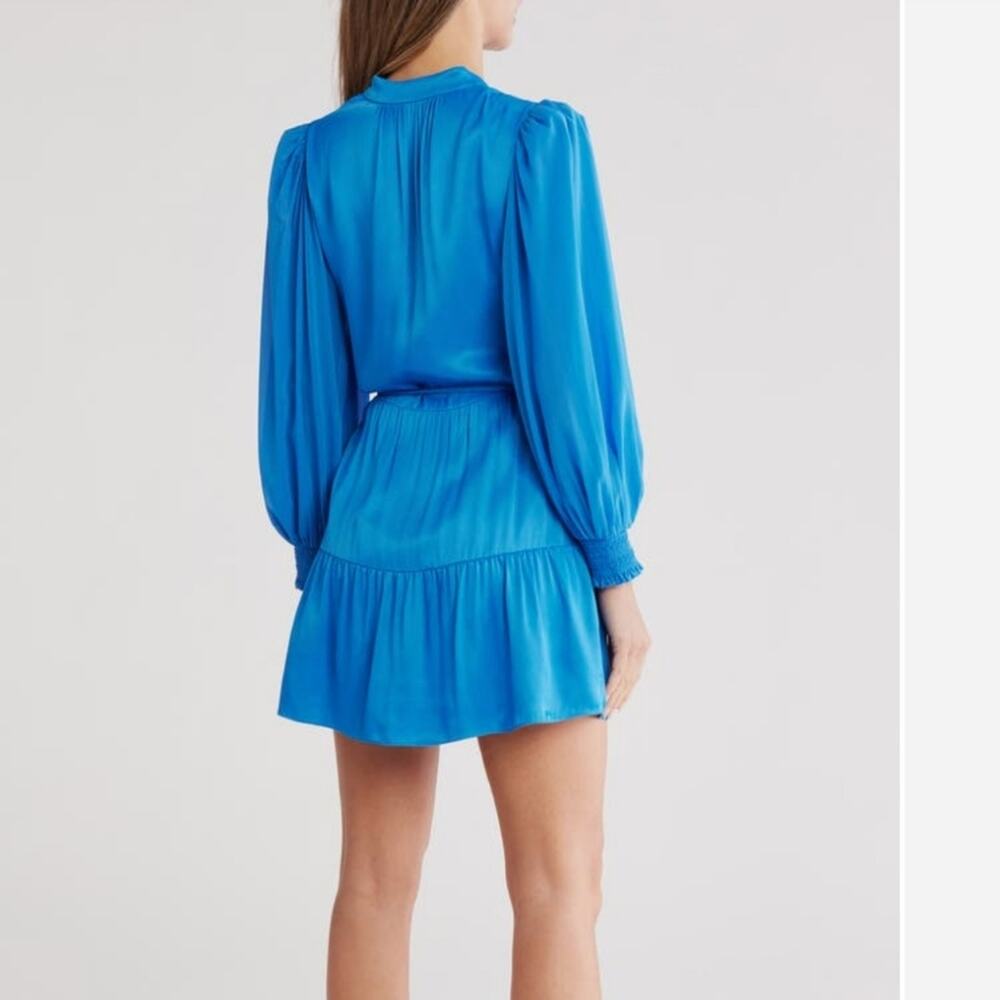 Alice + Olivia Antonette Vibrant Blue Long Sleeve Dress Silk NWT /MISSING SASH - Picture 2 of 8